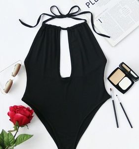 Black sleeveless body-suit